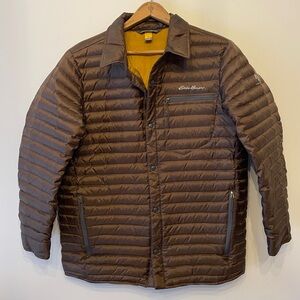 Eddie Bauer Men's Brown microlight down filled Quilted Jacket size medium